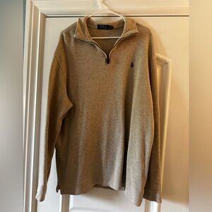 Ralph Lauren Tan Zip Up Sweater with Ribbed Cuffs